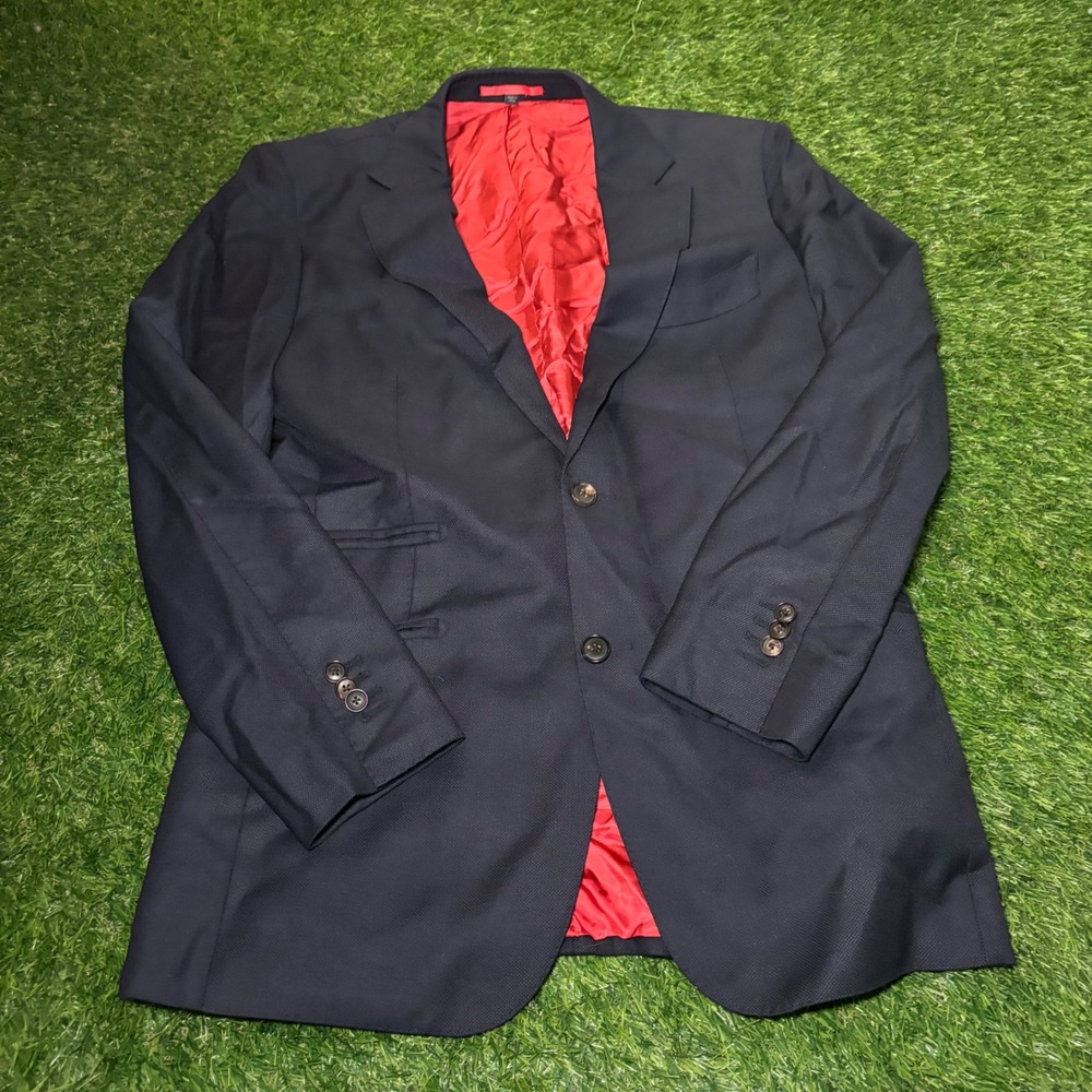 Suitsupply Sienna Navy Wool Blazer Vitale Barberis Canonico 38R Red Lining